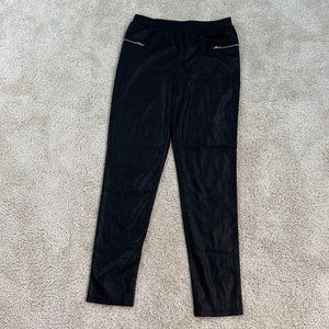 Francesca's Blue Rain Stretch Pants Leggings Womens S Black Pockets NWT